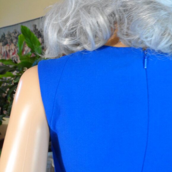 Versace Cobalt Blue Wool Sheath Dress w/Black Beading Detail Size IT 38 - US 6 - Picture 11 of 16